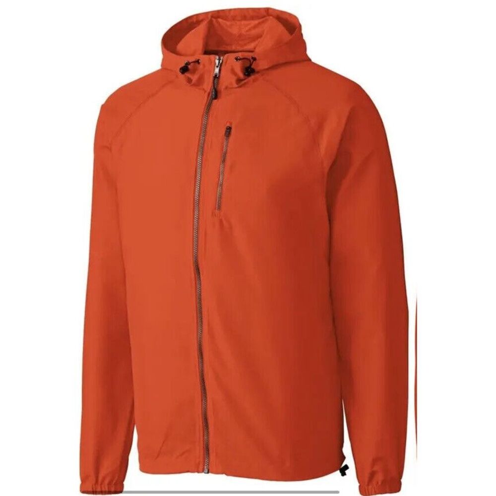 New Cutter & Buck Anderson Full Zip Jacket Orange Wind Water Resistant XXL